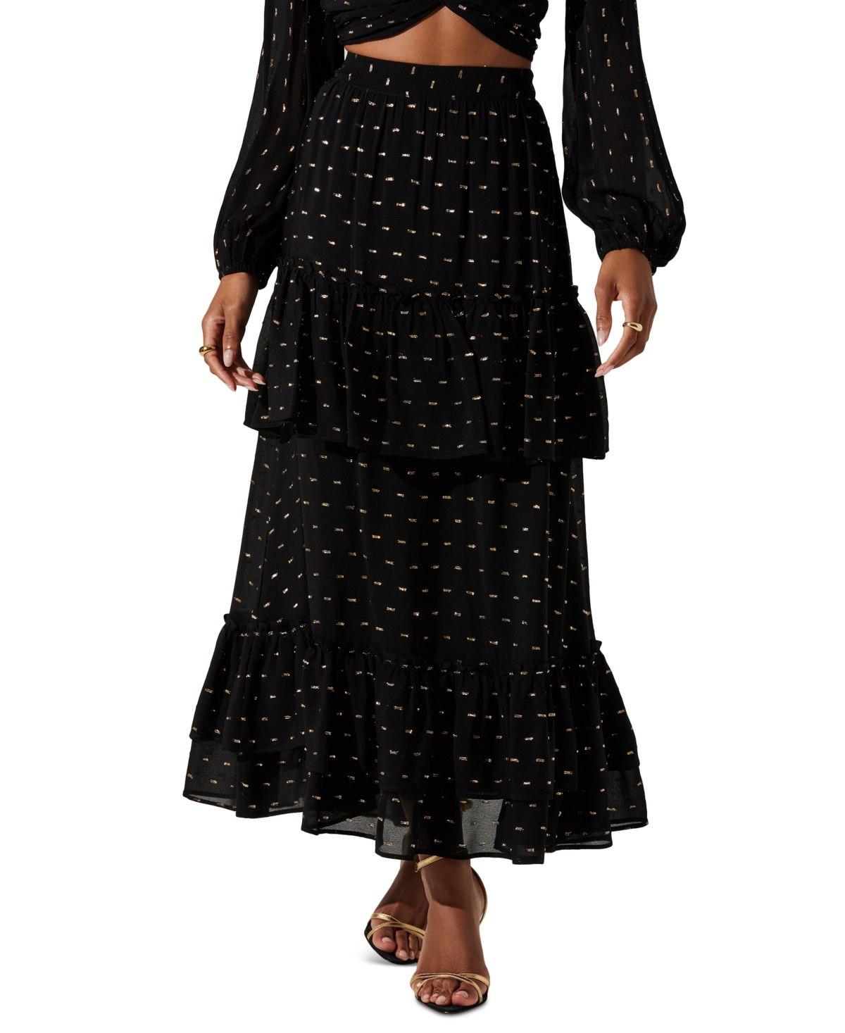Astr the Label Women's Nix Tiered Embellished Skirt