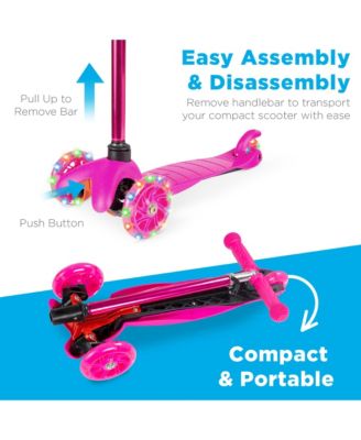 Kids Mini Kick Scooter Toy w/ Light-Up Wheels and Height Adjustable T-Bar