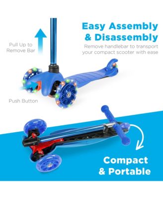 Kids Mini Kick Scooter Toy w/ Light-Up Wheels and Height Adjustable T-Bar
