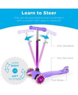 Kids Mini Kick Scooter Toy w/ Light-Up Wheels and Height Adjustable T-Bar