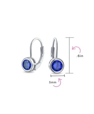 Dainty 0.50CTW Round Bezel Cubic Zirconia CZ Solitaire Dangle Drop Earrings Lever Back Rose Gold Plated .925 Sterling Silver