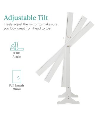 Jewelry Armoire Cabinet, Full Length Mirror w/ Velvet Storage Interior, Lock