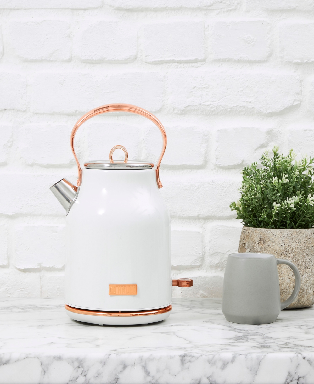 Haden Heritage 1.7 L-7 Cup Electric Kettle In Ivory,copper