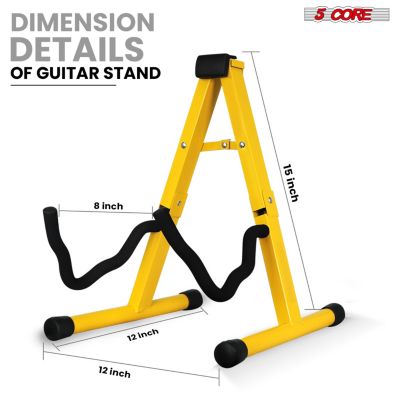 Guitar Stand 2PC A Frame Shape w Soft Foam Arm Non Slip Rubber for Acoustic Electric Bass - GSS YLW 2PCS