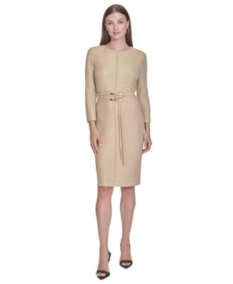 Halston - Women's Textured Sparkled Sheath Dress