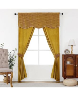 Christmas Essentials Light Filtering Complete Attached Velvet Window Curtains & Valance Set