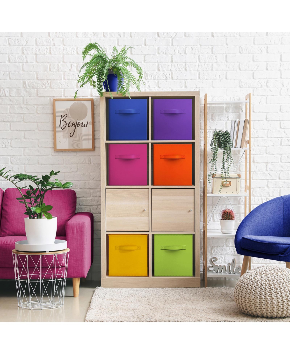 Sorbus 13 Inch 12 Pack Sturdy Collapsible Fabric Storage Cubes with Handle - for Organizing Clothes, Toys, Books, Shelves & more