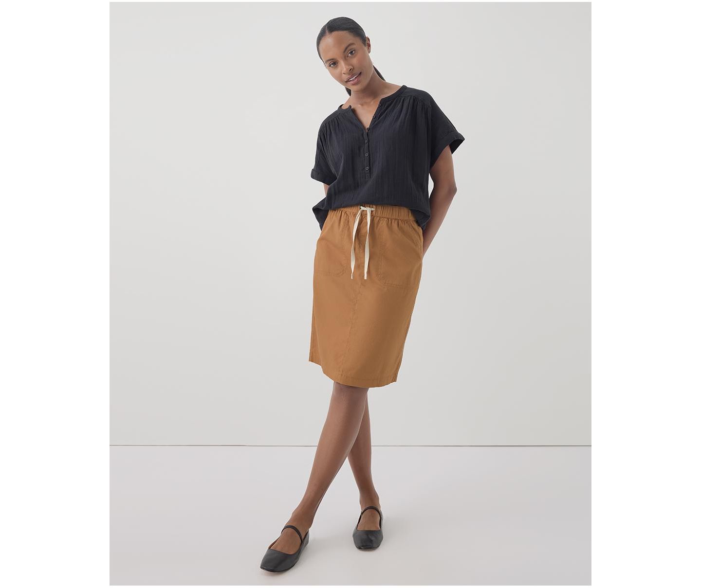 Женская юбка Pact Organic Cotton Daily Twill, цвет: Верблюжий — фото 5