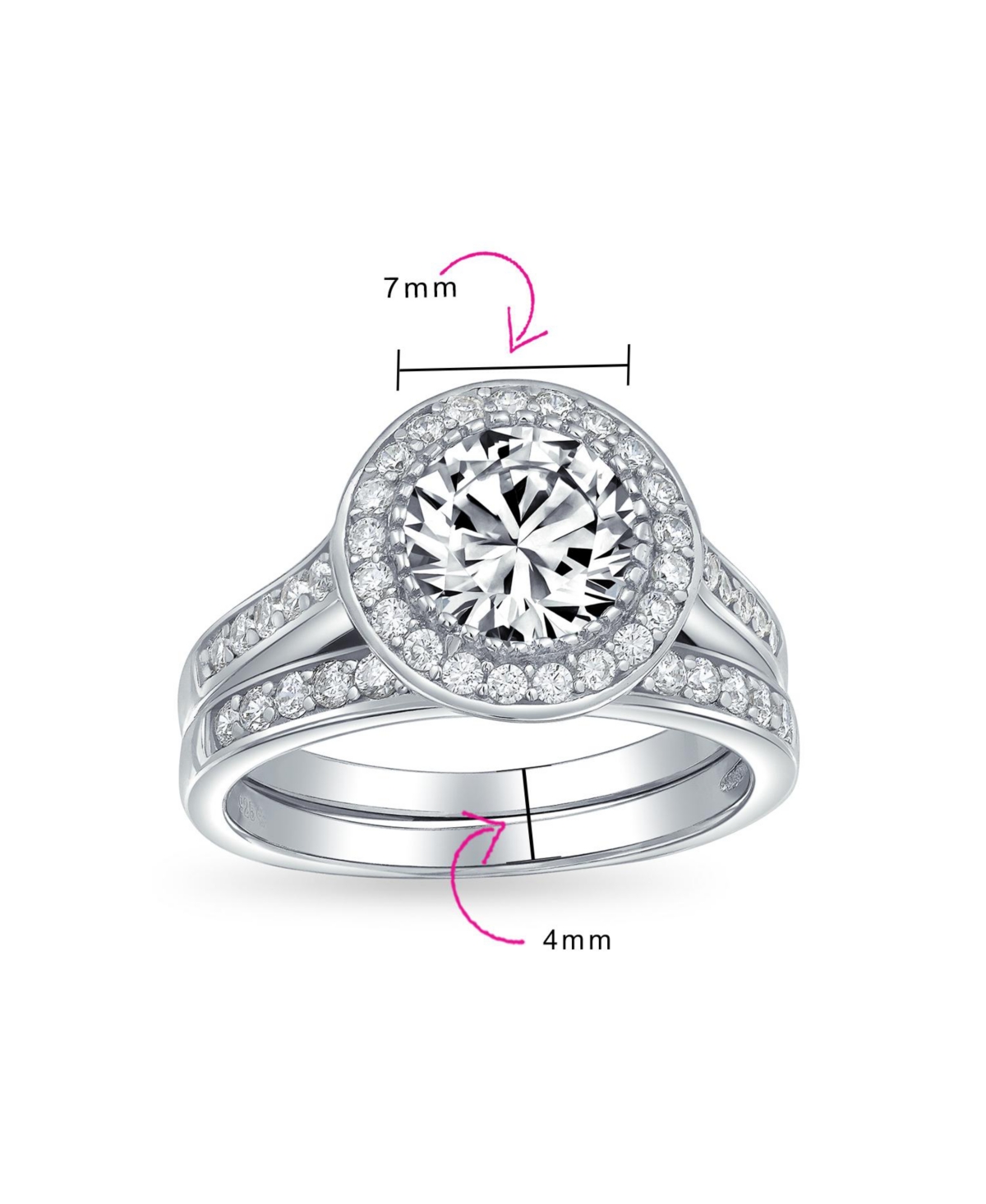 Bling Jewelry Circlet Art Dec Style 3CT Round Solitaire Aaa Cz Halo Pave Band Inset Guard Enhancers Anniversary Engagement Wedding Ring Set For Women