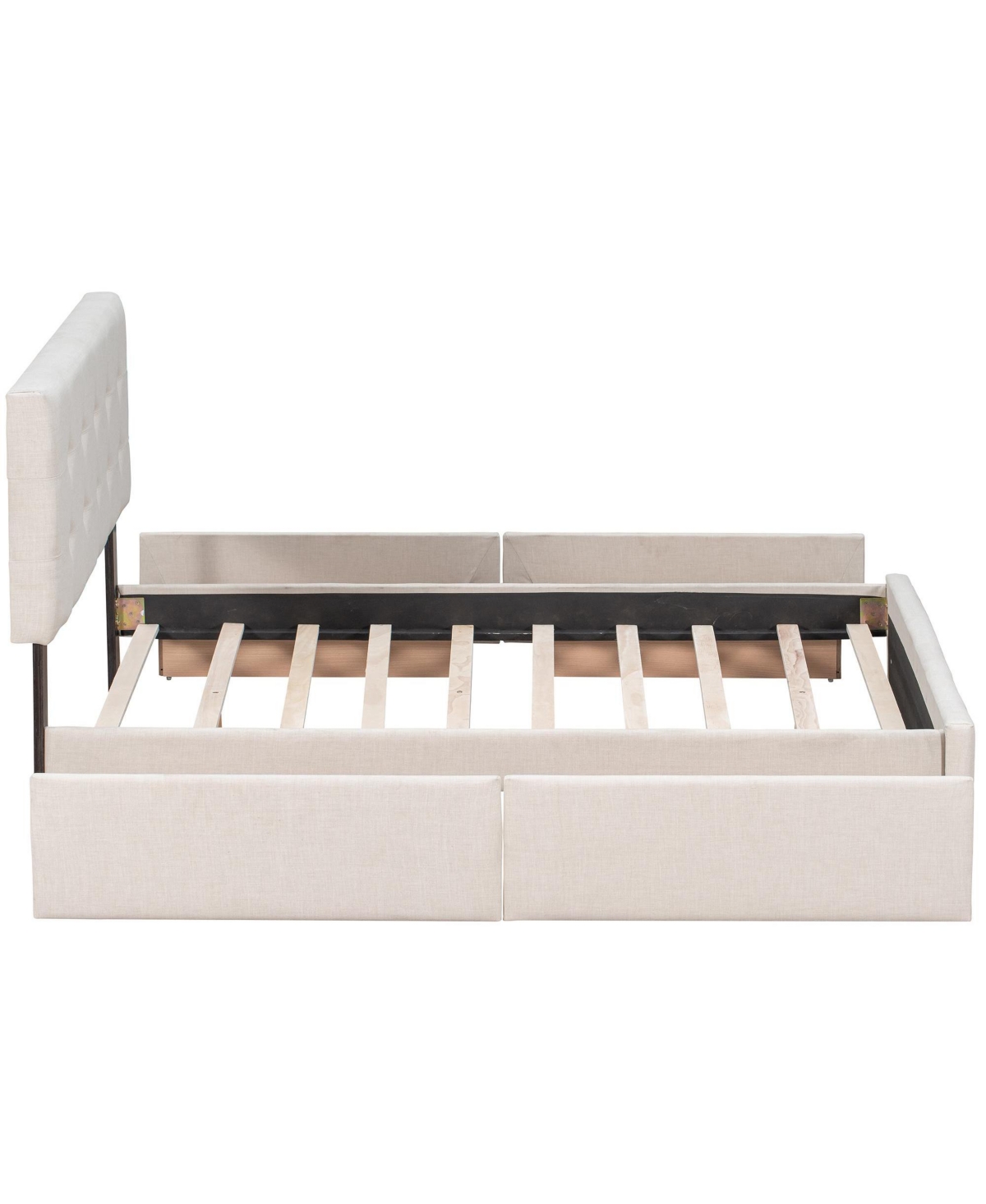 Slickblue Upholstered Platform Bed with Classic Headboard and 4 Drawers for Elegant Bedrooms