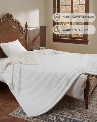 King Size Waffle Sherpa Electric Heated Blanket with Dual Control, 100" x 90"