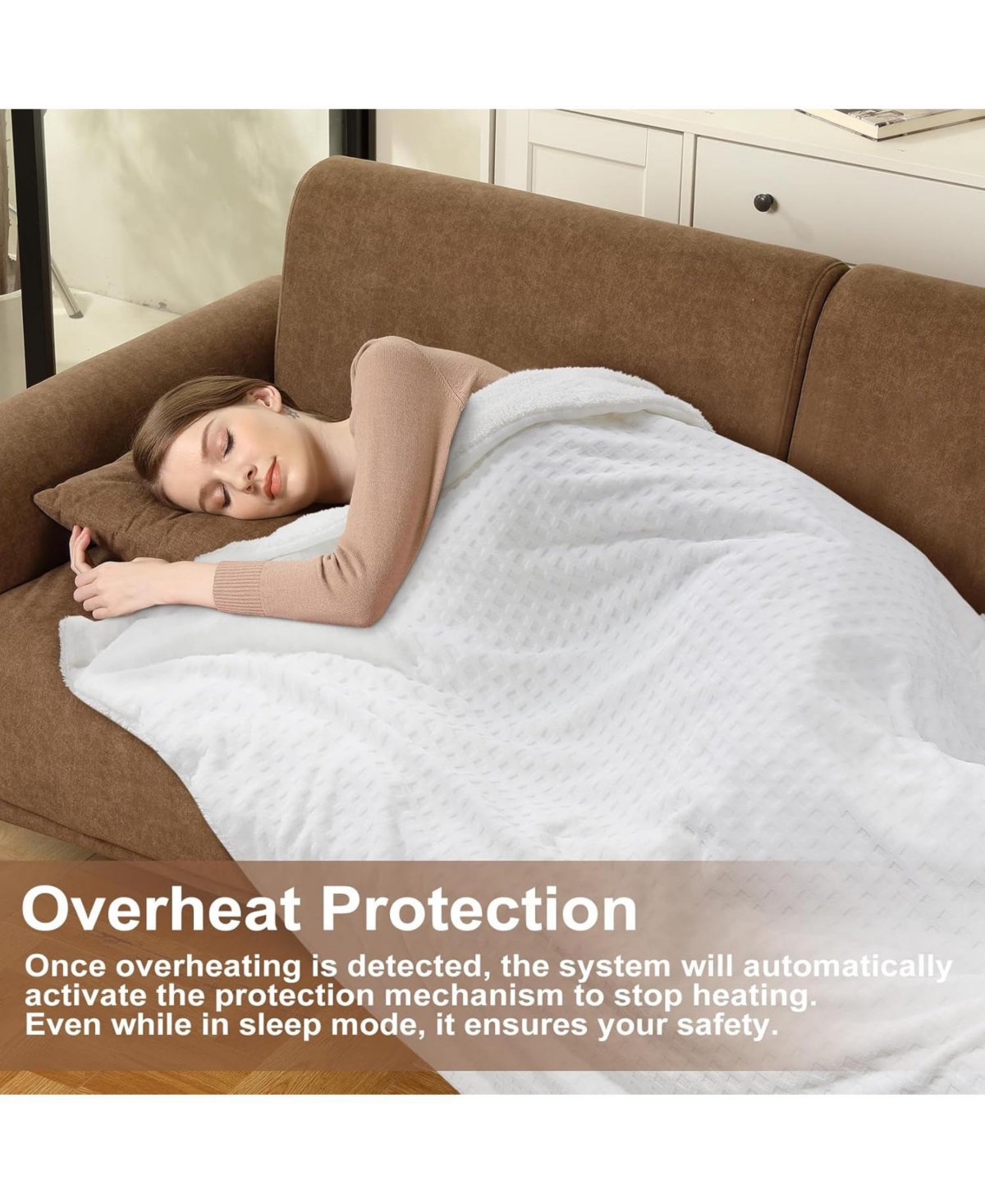 Caromio Size Waffle Sherpa Electric Heated Throw Blanket, 62