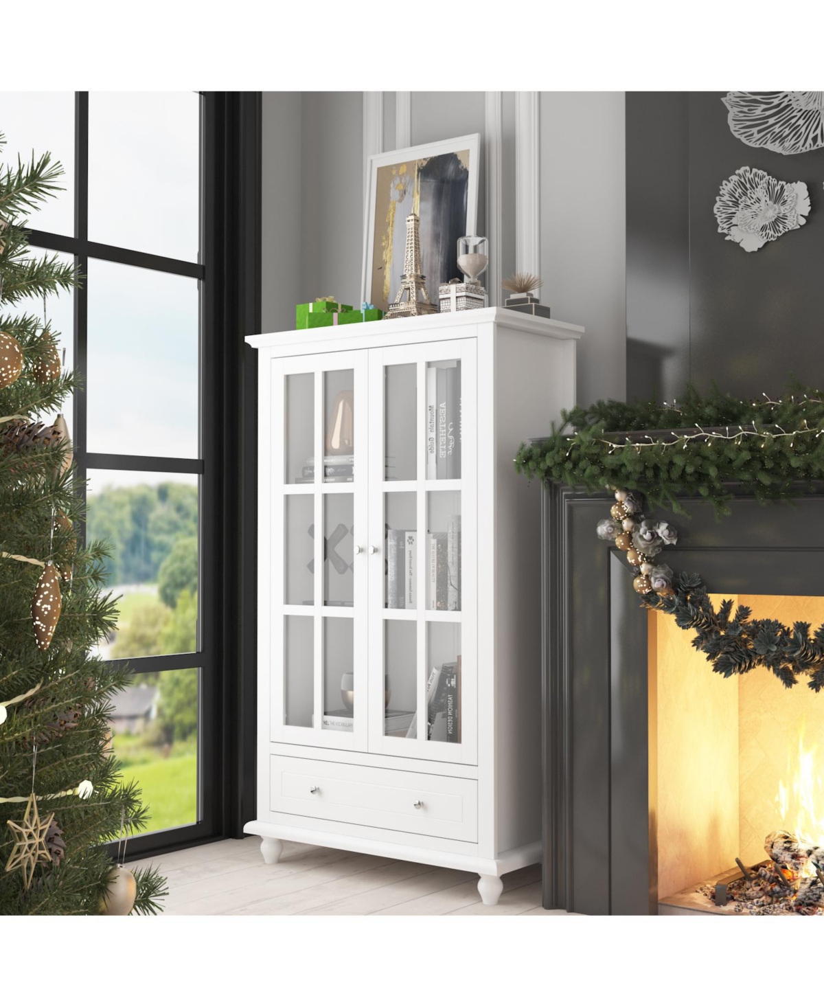 Brown Wooden Standard Bookcase with 3-Tier Shelves and Drawer