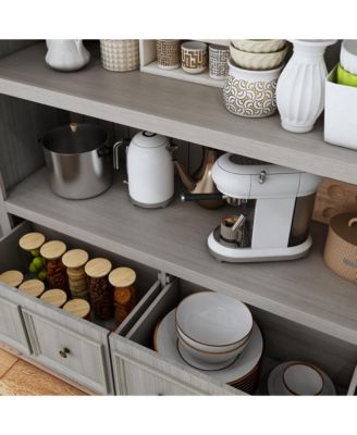 3-Tier Open Shelves, Bookcase Accent Storage Cabinet with 2 Drawers