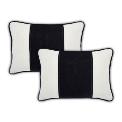 Maya Linen Stripe Lumbar Throw Pillow Covers, 14"x 20", Set of 2