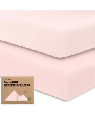 2pk Soothe Waterproof Fitted Crib Sheets for Girl, Boy, 100% Soft Cotton Crib Mattress Protector Sheet