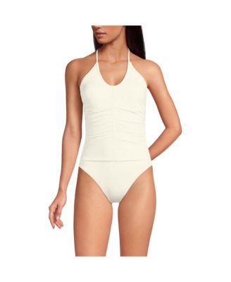Women's Ruched Multi-Way V-Neck Halter High Leg One Piece Swimsuit