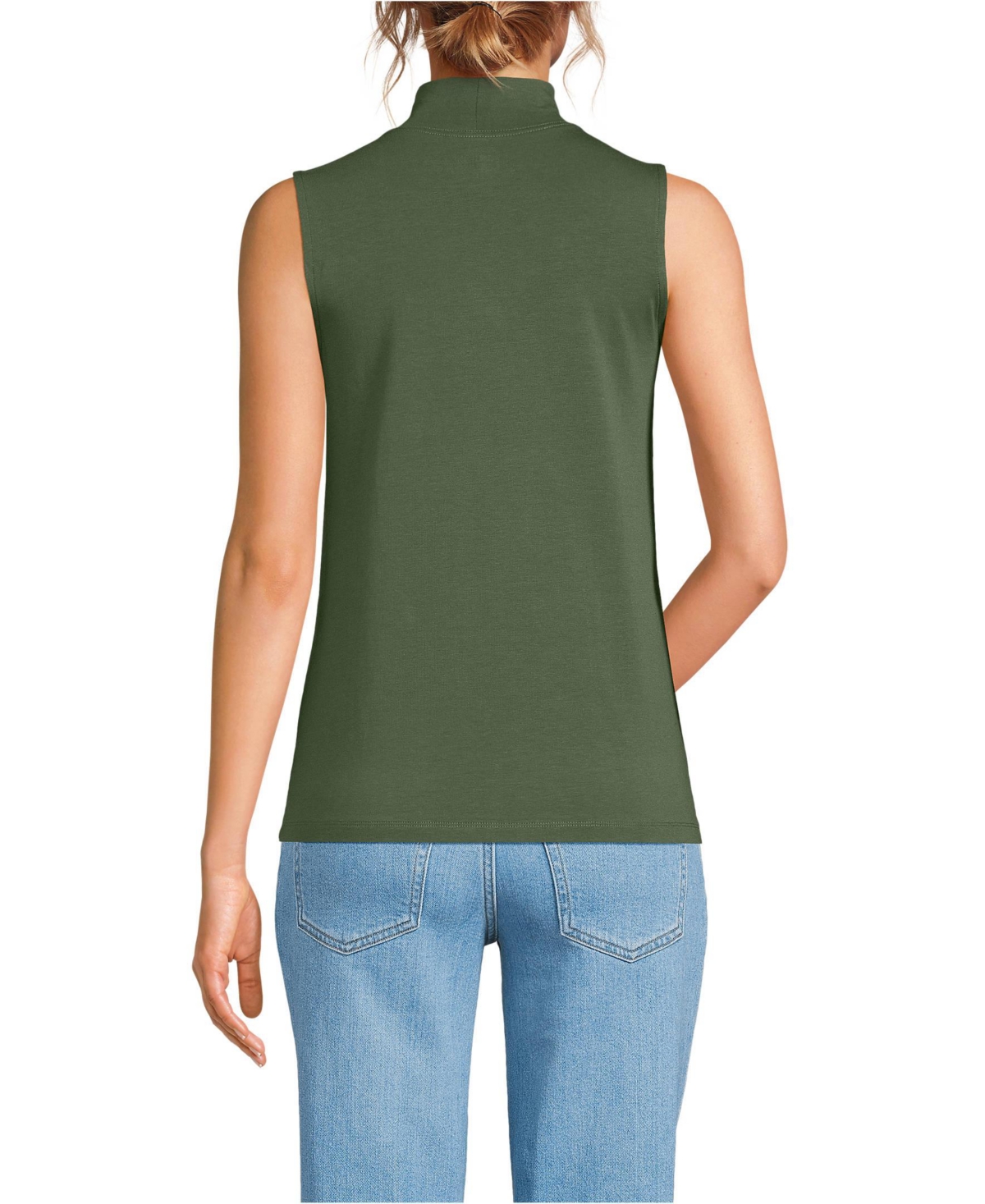 Lands' End Women's Lightweight Jersey Skimming Sleeveless Mock Neck