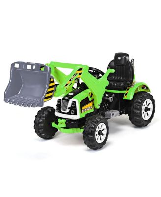 12V Battery Powered Kids Ride On Excavator Truck w/ Front Loader Digger