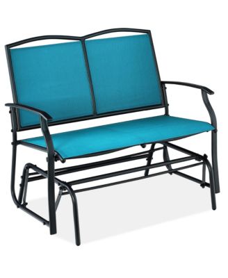 2-Person Outdoor Swing Glider, Steel Patio Loveseat, Bench Rocker with Armrests