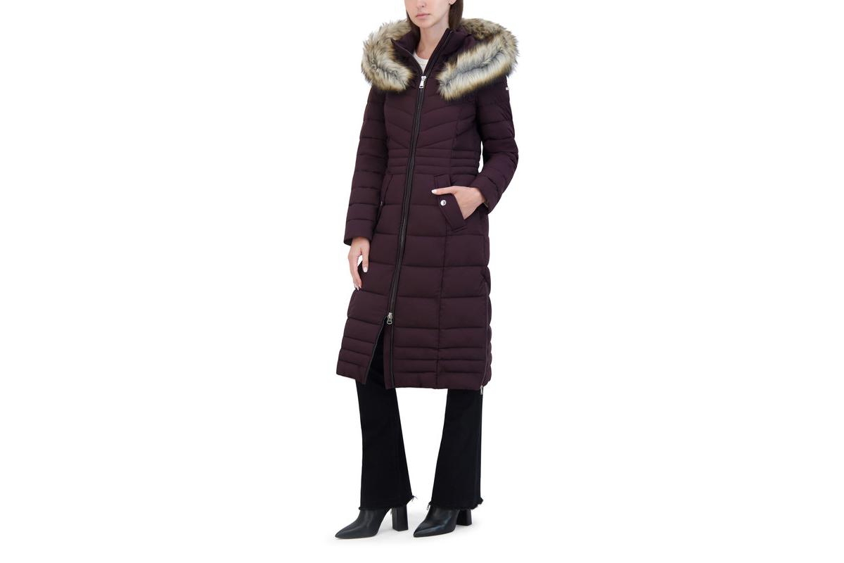 Laundry by Shelli Segal Women's Full Length Quilted Parka Jacket