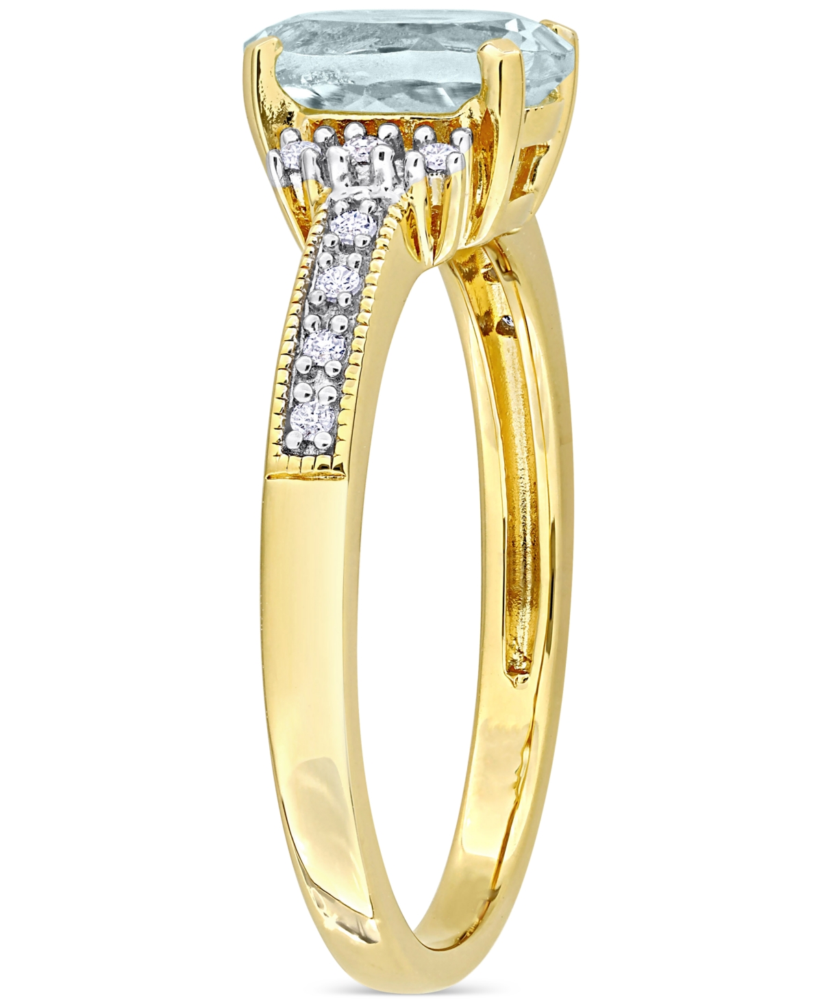 Macy's Morganite (1-1/7 Ct. T.w.) And Diamond (1/20 Ct. T.w.) Ring In 18k Rose Gold Over Sterling Silver (a In Aquamarine Gold