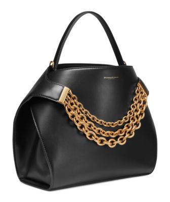 Plandome Chain Top Handle Leather Satchel