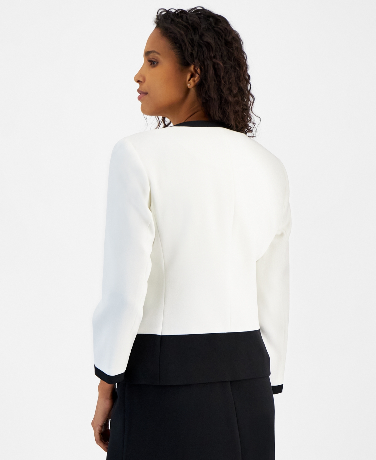 Kasper Women's Colorblocked Open-Front Cardigan Jacket -Black