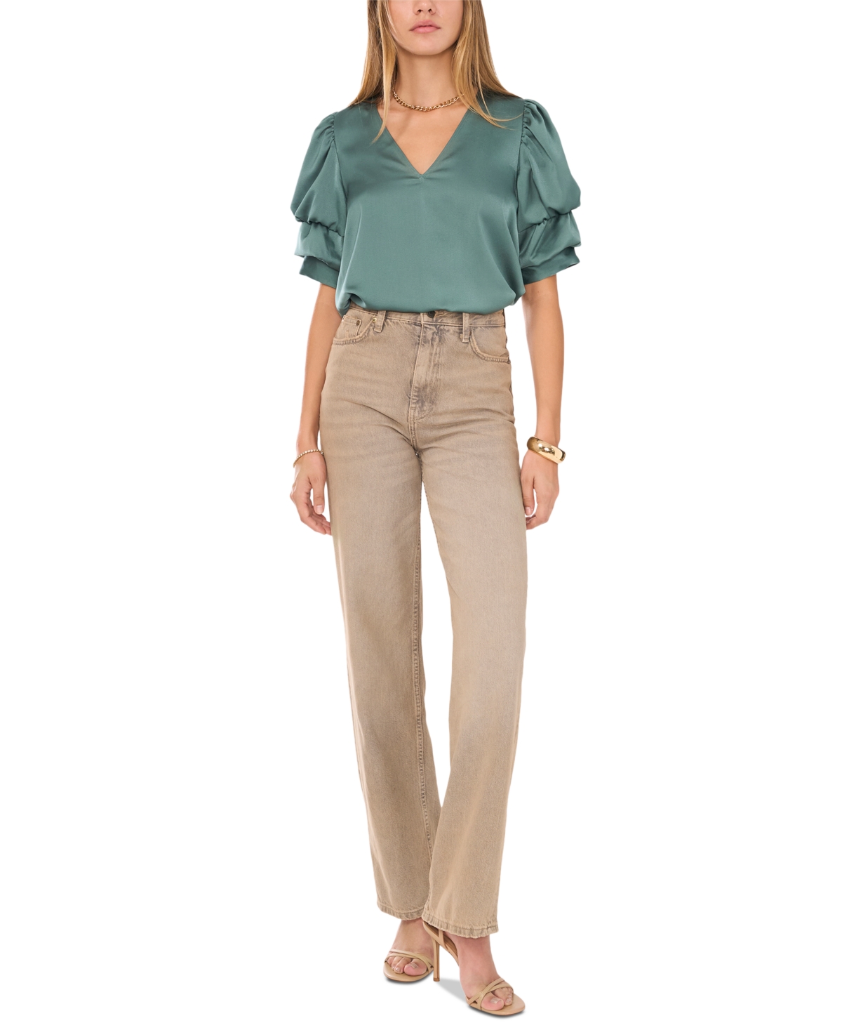1.state Women's Tiered Bubble-Sleeve Blouse