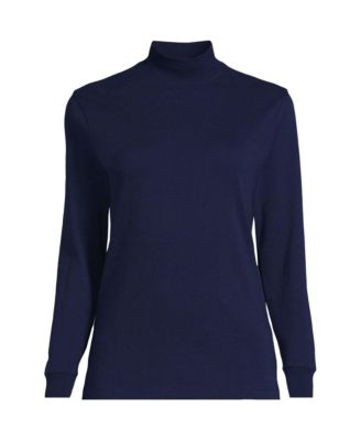 Plus Size Relaxed Cotton Long Sleeve Mock Turtleneck