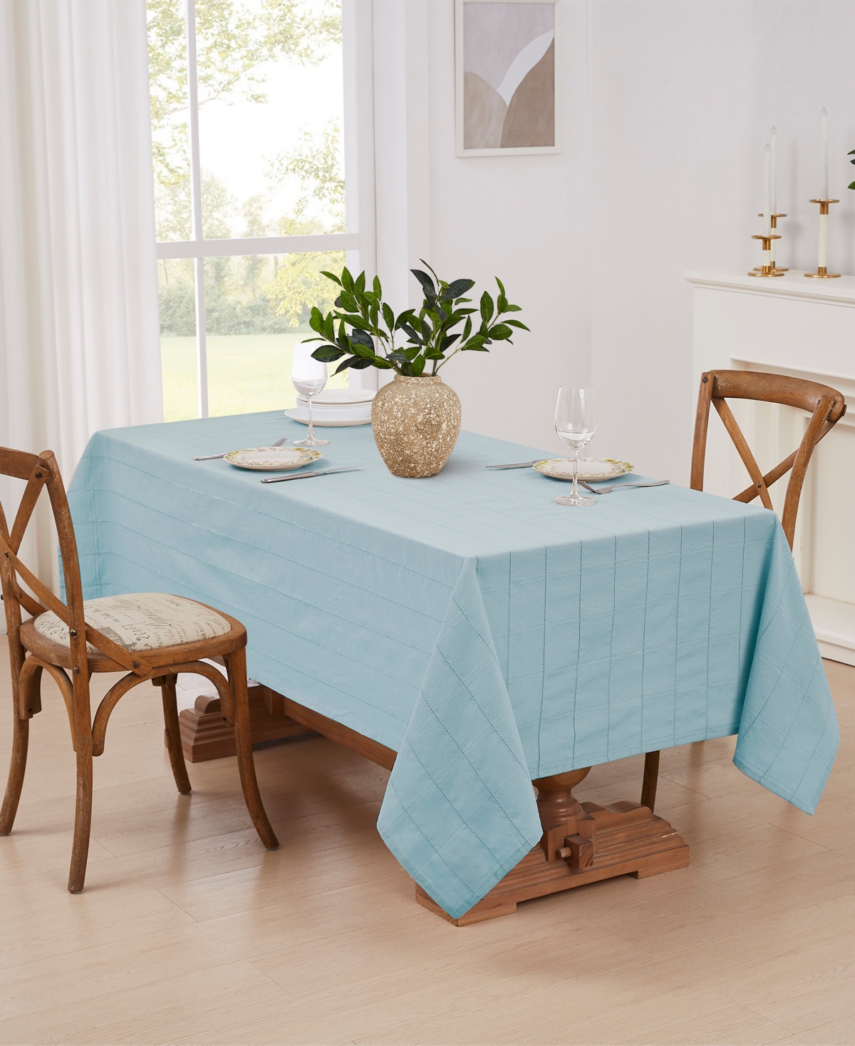 Izod Chadwick Oblong Tablecloth, 60" X 102" In Sky Blue