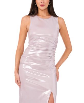 Women's Asymmetric Ruched Metallic Midi Dress