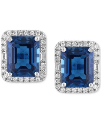 EFFY&reg; Pink Amethyst (5-1/2 ct. t.w.) & Diamond (3/8 ct. t.w.) Halo Stud Earrings in 14k Gold (Also in Additional Gemstones)