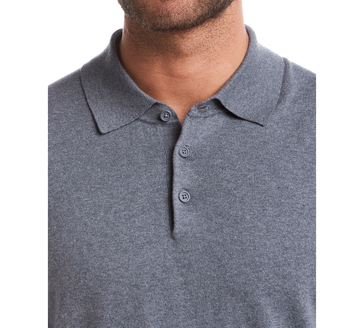 Weatherproof Vintage Men's Long Sleeve Cotton Cashmere Polo Sweater