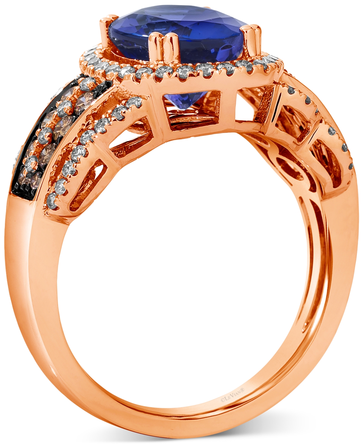Le Vian Blueberry Tanzanite (2-1/2 Ct. T.w.) & Diamond (5/8 Ct. T.w.) Halo Statement Ring In 14k White Gold In Yellow Gold