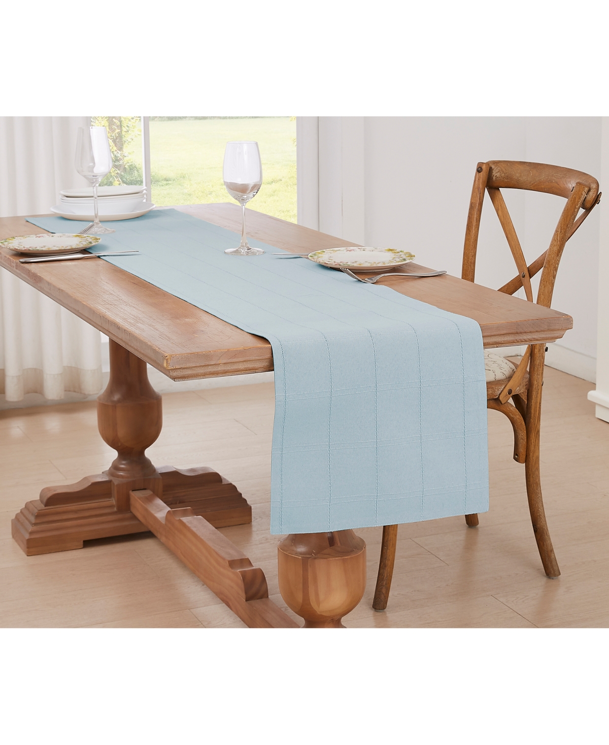 Izod Chadwick Table Runner, 14" X 90" In Sky Blue