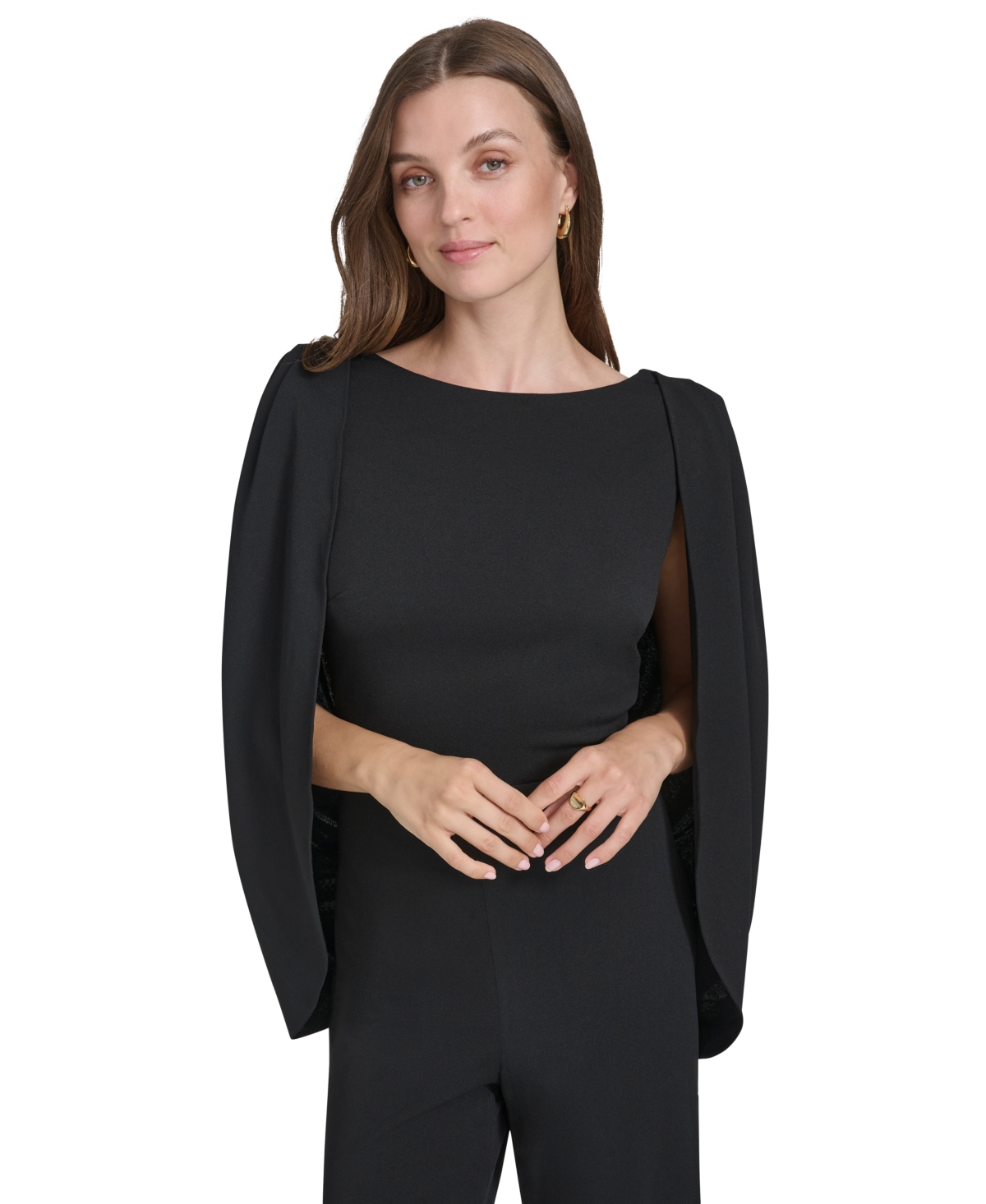 Halston Women's Cape-Sleeve Bow-Back Jumpsuit