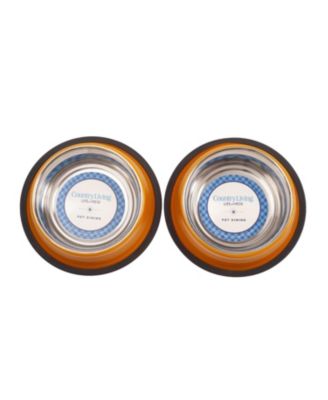 Set of 2 Ribbed Non-Slip Stainless Steel Pet Bowls - Durable and Safe Dog Bowls