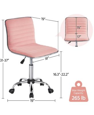 Swivel Velvet Low Back Armless Office Desk Chair with Wheels