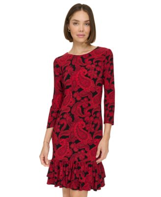 Tommy Hilfiger Women's Paisley-Print Ruffle-Hem Dress - Macy's