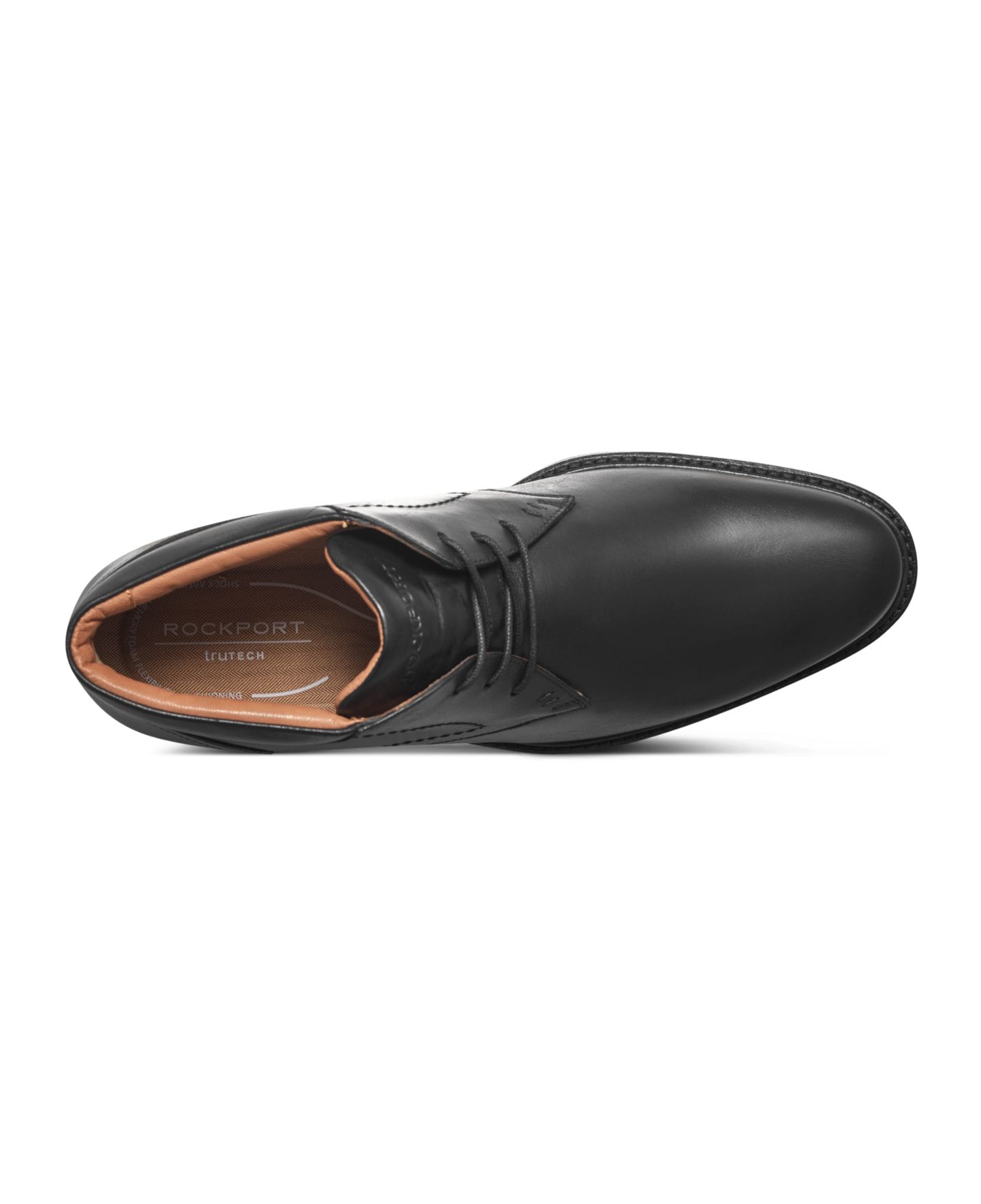 Мужские ботинки Rockport Flynn Lace-Up Almond Toe Casual, цвет: Чёрный кожаный — фото 5