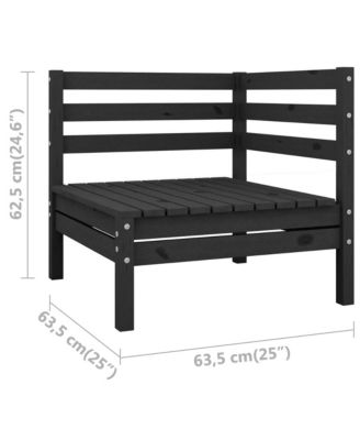 Garden Lounge Set Black Solid Pinewood Standard Modular