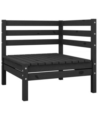 Garden Lounge Set Black Solid Pinewood Standard Modular