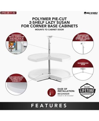 28'' Lazy Susan Pie-Cut Polymer 2-Shelf, White, 6942-28-11-52