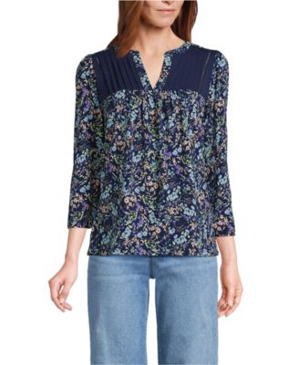 Women's 3/4 Sleeve Lightweight Jersey Lattice Detail Top