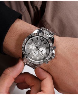 Men's Multi-function Silver Tone Stainless Steel Watch 48mm