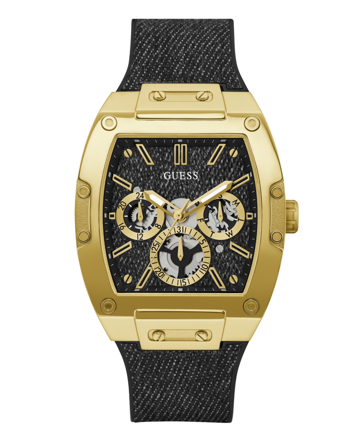 Men's Multi-Function Black Denim or Silicone Watch 42mm - Black