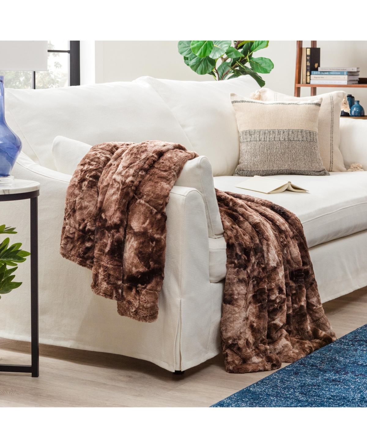 Chanasya Premium Wolf Faux Fur Throw Blanket - Soft, Fuzzy Sherpa & Minky Throw Blanket - For Bed or Couch - 60