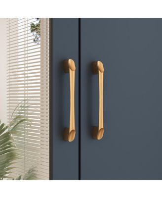 White Wood Armoires Wardrobe With Mirror, Pulling Hanging Rod, Drawers