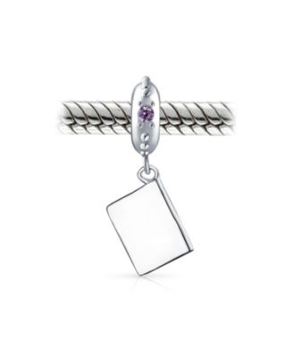 Oxidized .925 Sterling Silver Traveler Vacation Passport Dangle Charm Bead